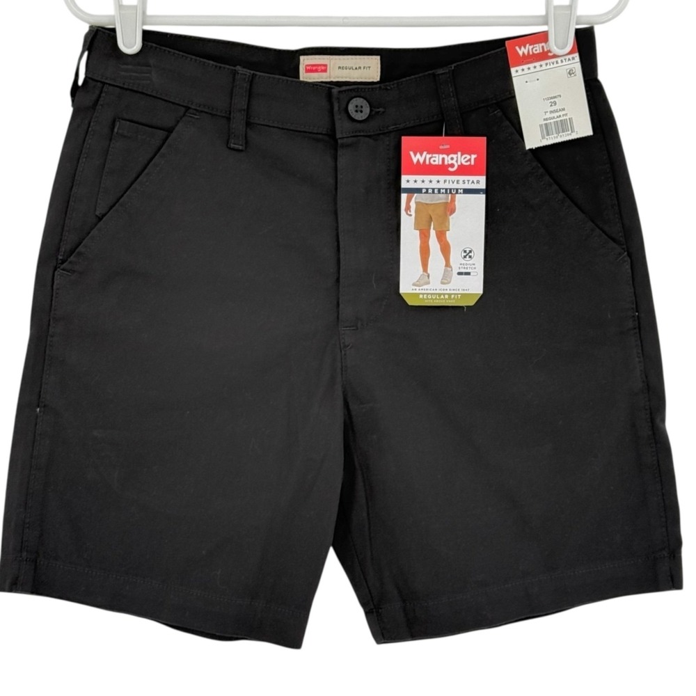 Wrangler Men's‎ Five Star Premium Stretch Regular Fit Black Shorts Size 29x7 NWT
